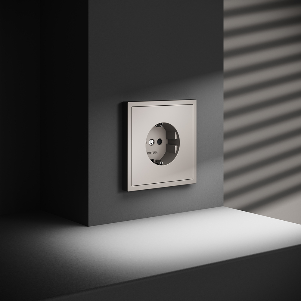 Розетка встраиваемая VOLTUM S70 с заземлением и защитными шторками, 16А, (кашемир)