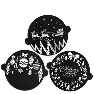 Набор круглых трафаретов «Новогодний», 22.4 х 19 см, 6 шт