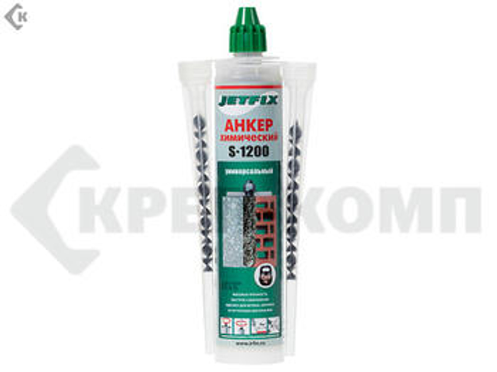 Химический анкер JETFIX 300 ml,полиэфирная смола, для любых оснований,универ.серый + 2 насадки (шт) IRFIX