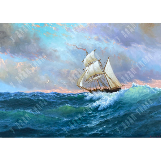 Кириллов К. Бушующее море. Холст, масло. 2020-е.