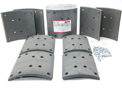 Рем. комплект тормозных накладок на ось: автобус НЕФАЗ, КАМАЗ китайский мост Shaanxi Hande Axle Co.Ltd HD90129008055 (52990000017-52) (Сверл./расточен./ ширина 220мм./  к-т 4длин+4кор шт./WVA 19581/19582 DZ90129348013, DZ90129348012, HDZ450-023TR) AFD