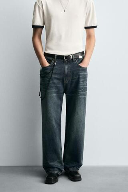 ZARA ДЖИНСЫ BAGGY FIT, СИНИЙ
