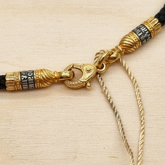 500121 Браслет текстильный. Иисусова молитва, Замок - рыбка. 3 мм