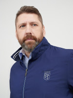 Бомбер легкий синего цвета размера SIZE+