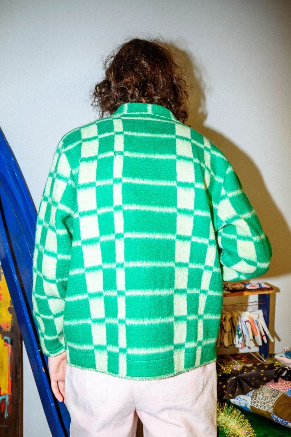 Куртка Soeurs Шерстяная в Клетку / Green Plaid Jacket зеленая