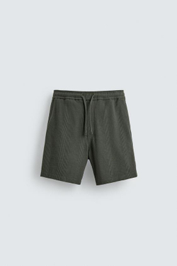 ZARA ШОРТЫ RELAXED FIT ИЗ РЕЛЬЕФНОЙ ТКАНИ, ХАКИ