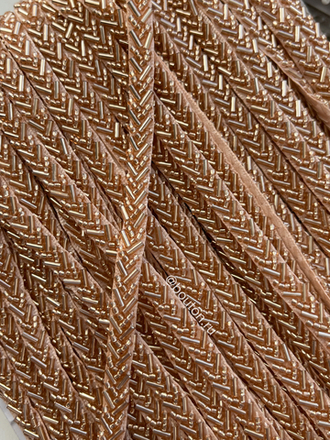 Тесьма бисер стеклярус золотистая карамельная