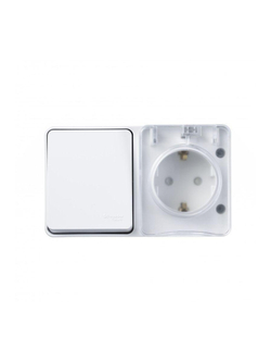 Блок ОП AtlasDesign PROFI IP54 (розетка 1-м 16А заземл. защ. шторки + 1-кл. выключатель 10А) бел. SE ATN540170