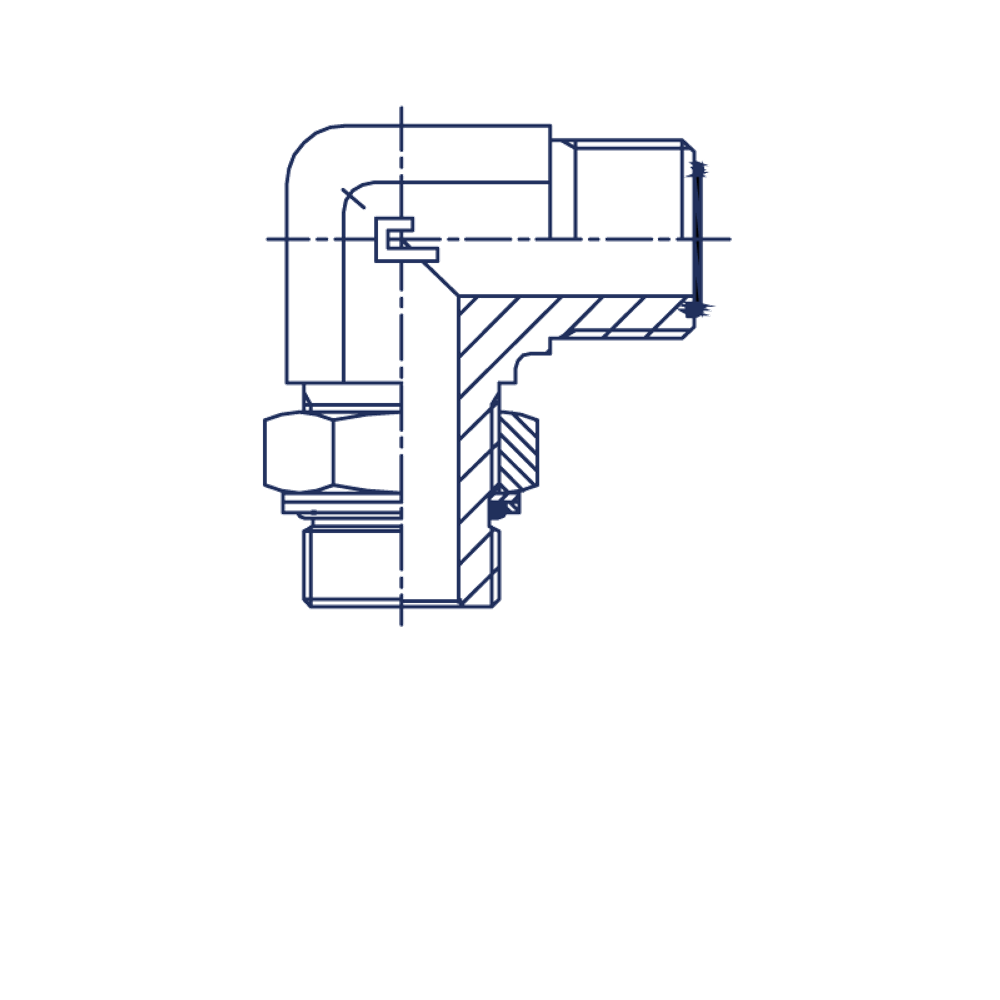 Штуцер ORFS90 9/16" BSP 1/4"