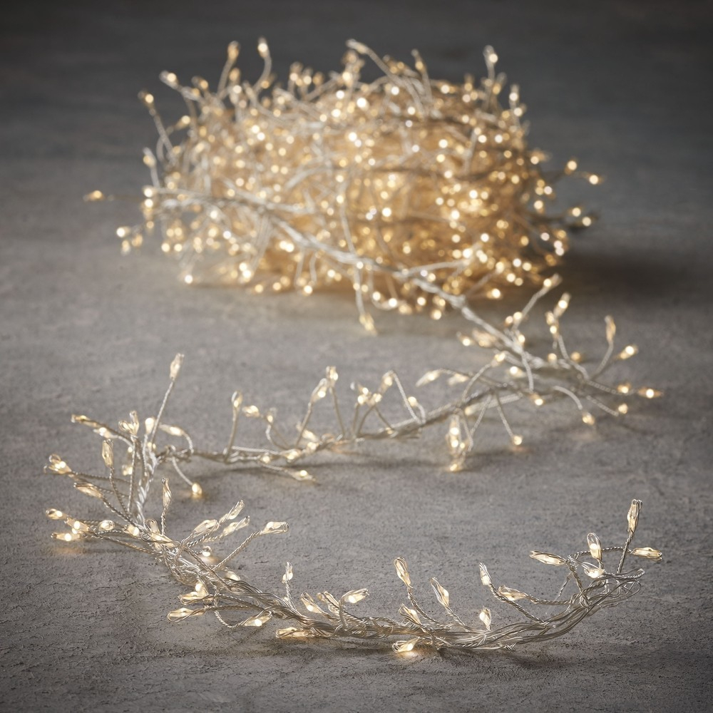 Декор гирлянда Кластер белый свет провод серебро 960 ламп 600см Luca Lighting