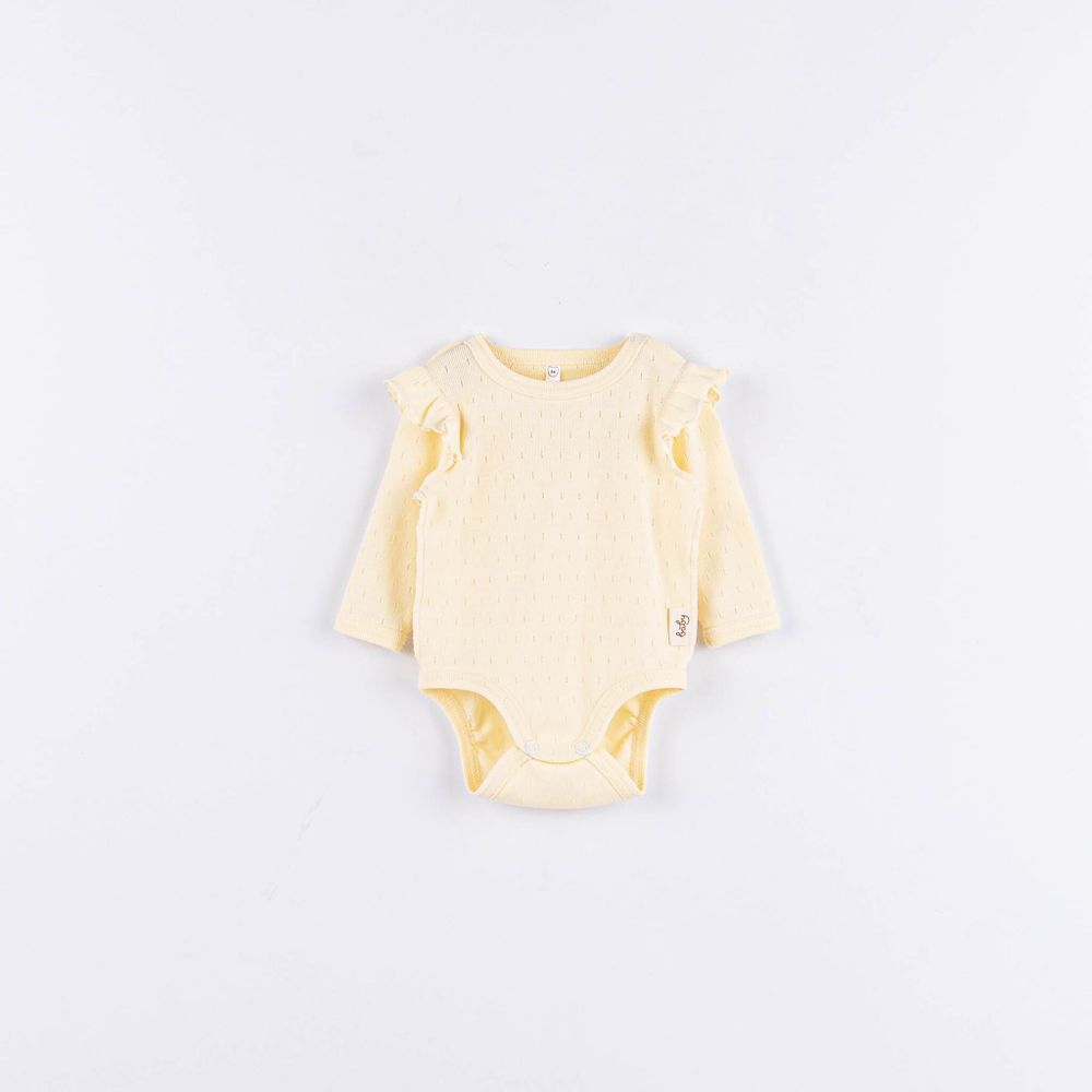 Боди с длинным рукавом и крылышками "Нарцисс" из ажурного хлопка 0-3 м