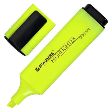 Текстовыделитель BRAUBERG "ORIGINAL NEON", ЖЕЛТЫЙ, линия письма1-5 мм