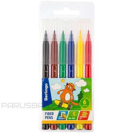 Фломастеры 6 цветов Berlingo Жил-был кот, смываемые, блистер