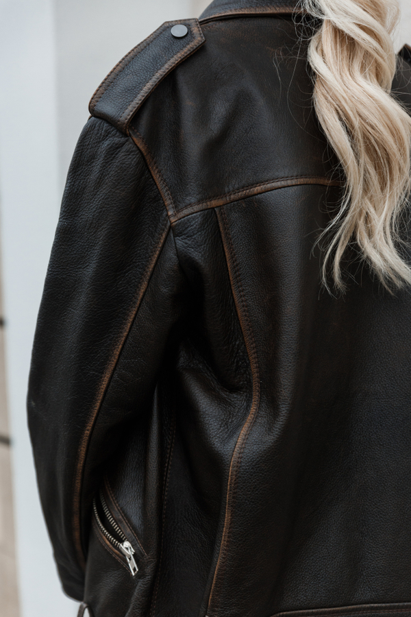 Косуха ретро коричневая oversize