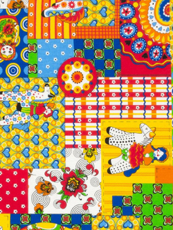 Ткань бязь плательная, рис. "Дымковская игрушка", ширина 150 см, арт. 105