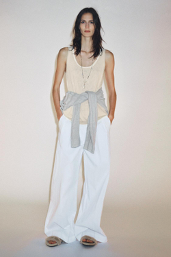 ZARA ДВУХСЛОЙНЫЙ ТРИКОТАЖНЫЙ ТОП, ПЕСОЧНЫЙ