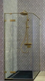 Душевой уголок Cezares Bellagio 100x80 BELLAGIO-AH-1-100/80-C-BORO профиль Золото брашированное стекло прозрачное