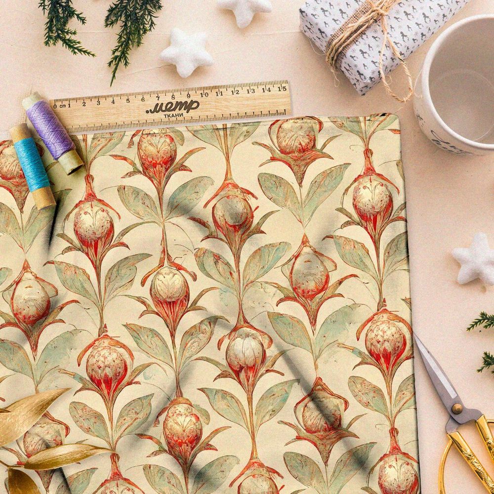 Ткань премиум атлас орнаментальный танец