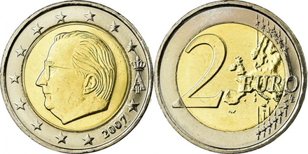 Бельгия 2 евро, 2007 Альберт II XF
