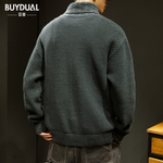 Зимний плотный свитер крупной вязки с высоким воротом, мужской свободный модный брендовый Американский трикотаж в стиле ретро, осенне-зимний мужской свитер, куртка