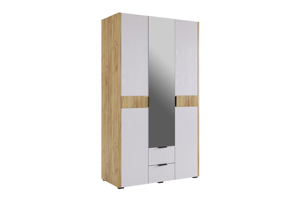Шкаф трехдверный "Адам" с зерк (дуб крафт золотой/белое дерево