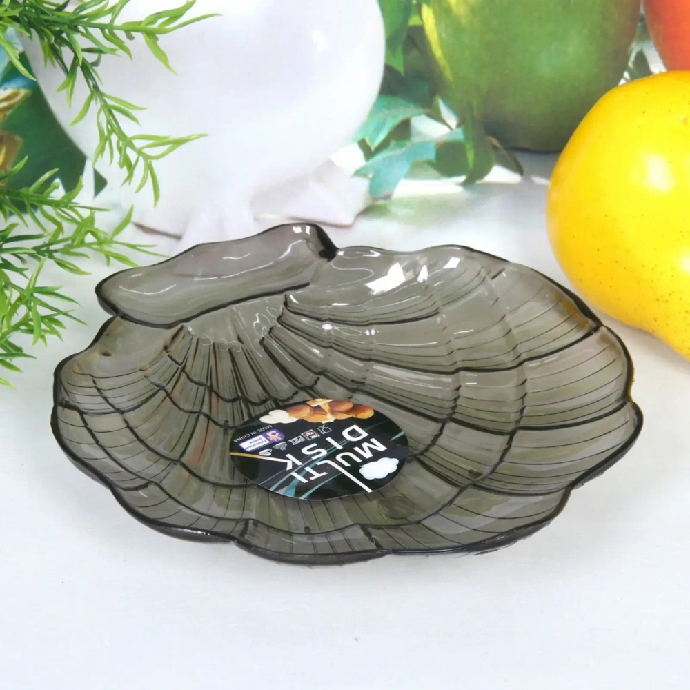 Тарелка пластиковая «Ракушка» 16*17см кофейная