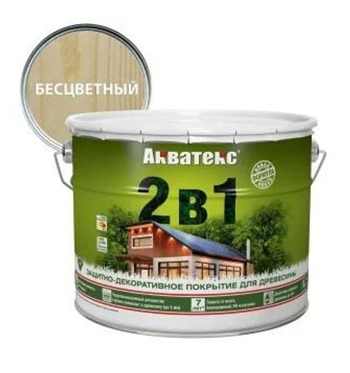 Защитно-декоративное покрытие для дерева АКВАТЕКС 2 в 1, бесцветный, 9 л