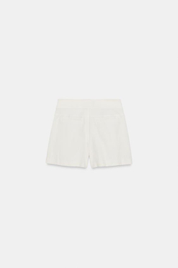 ZARA ШОРТЫ СО СКЛАДКАМИ — ZW COLLECTION, ЖЕЛТОВАТО-БЕЛЫЙ
