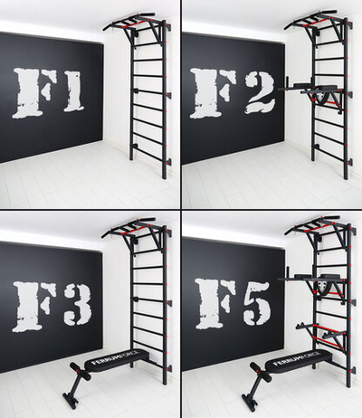 Шведская стенка Ferrum Force, турник Классик, черно-красный (F1)