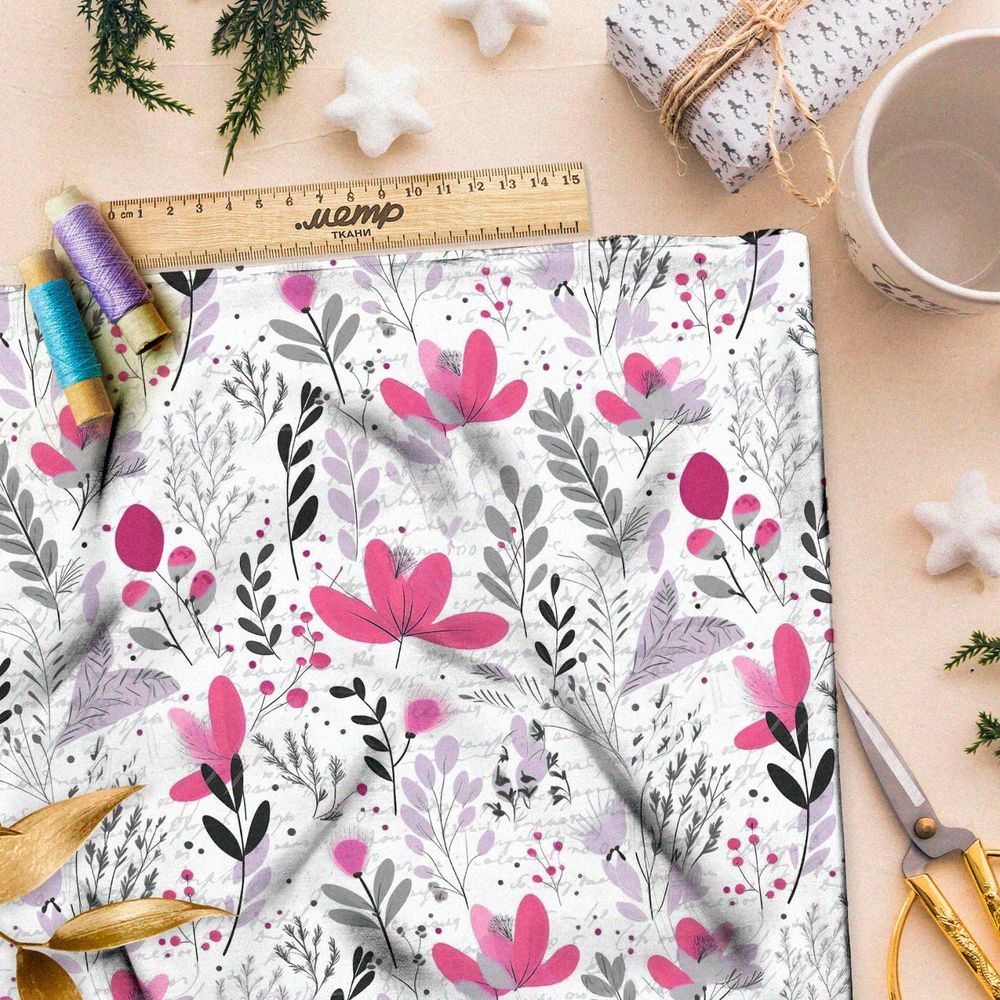 Ткань премиум мембрана цветочный фреско