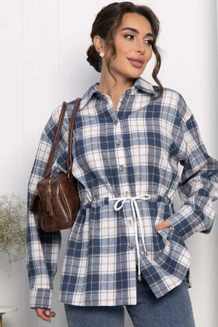 Рубашка хлопковая Джанет (сине-белая) Б14272-4М LT Collection