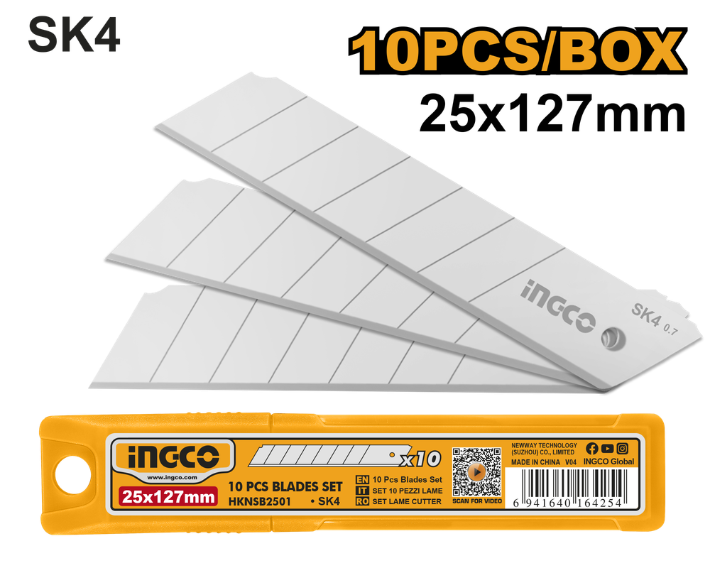 Лезвия для ножа INGCO HKNSB2501 INDUSTRIAL 25х127 мм 10 шт.