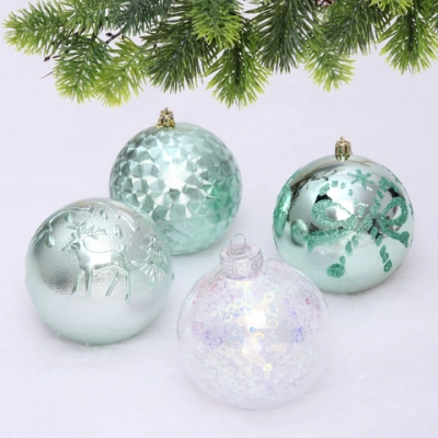Новогодние шары «Сказочное королевство» 10 см (набор 8 шт), Мятный