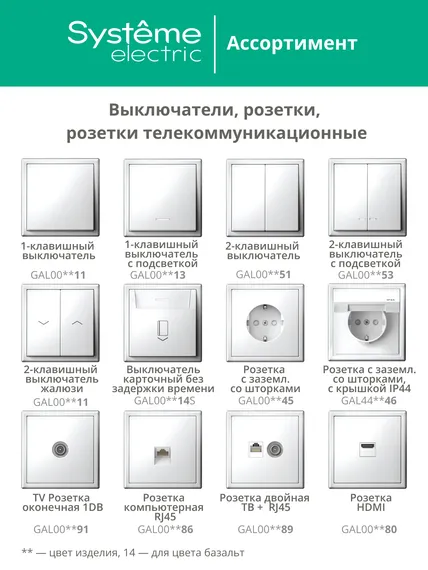 Выключатель 2-кл. ArtGallery (сх. 5) 10AX механизм базальт SE GAL001451
