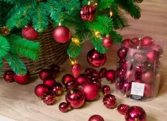 Набор пластиковых шаров Александрия mix, бордо, 34 шт, Kaemingk (022703)