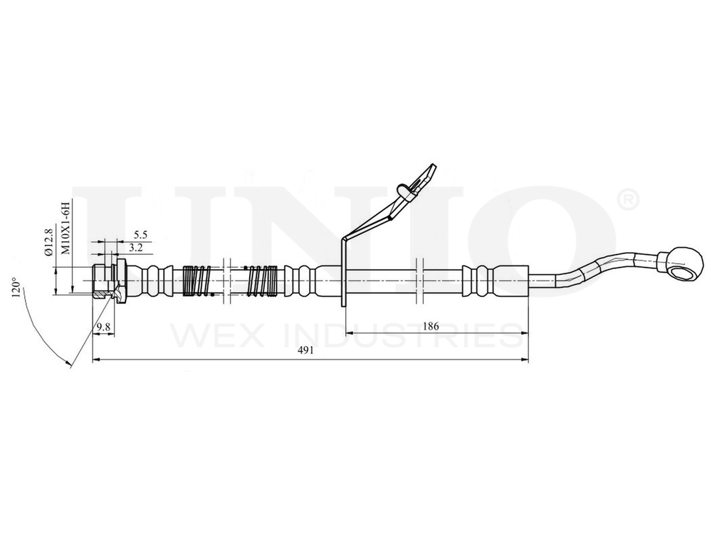 Шланг тормозной передний левый UNIO BRH-10091