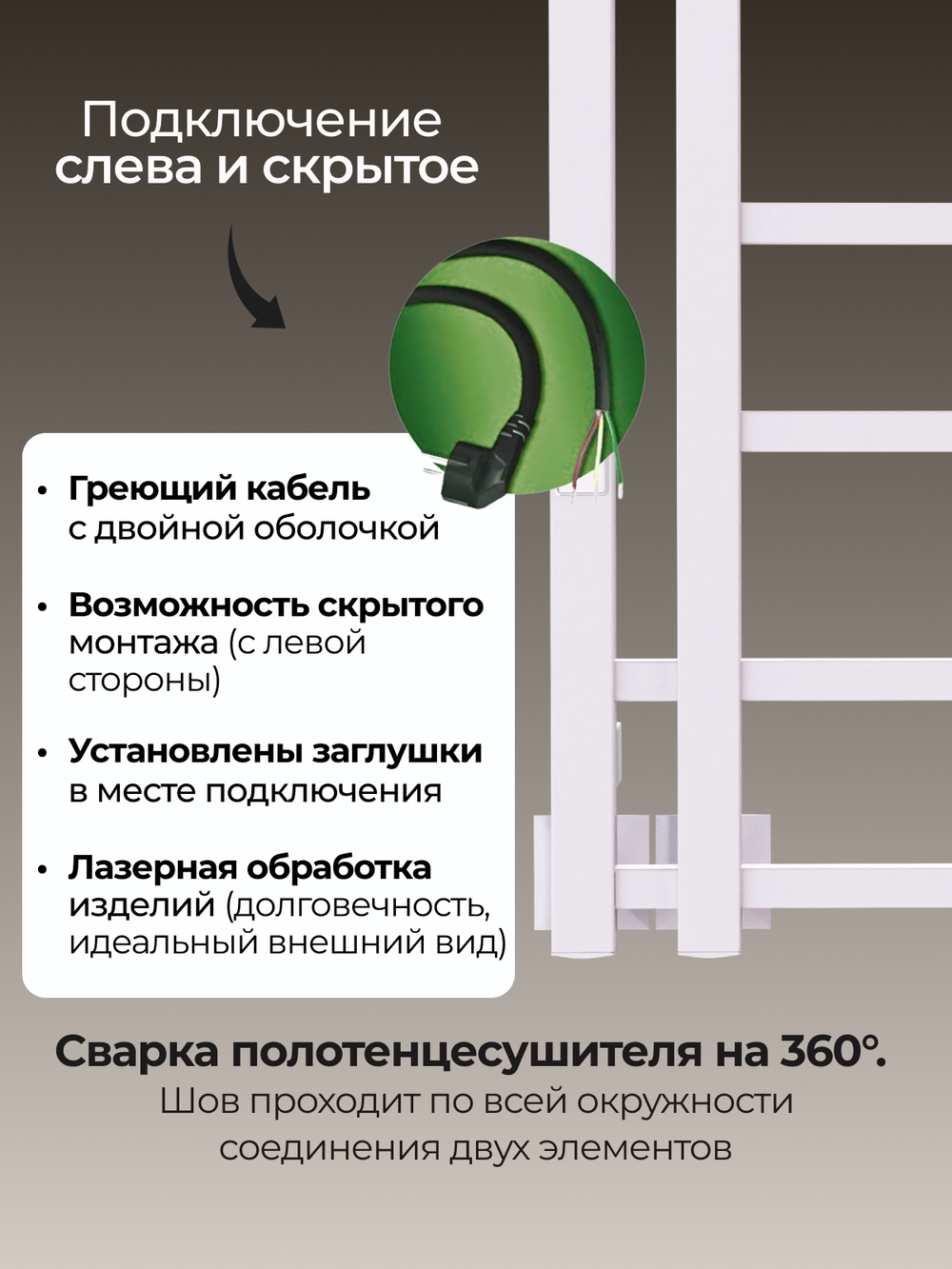 Tilos полотенцесушитель белый электрический дизайнерский 60х40