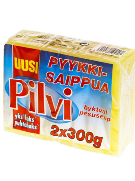 Финское мыло натуральное хозяйственное "Pilvi" (Пилви желтое) 300г. - 2 шт., пятновыводитель, удаляет стойкие пятна, универсальное