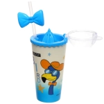 Стакан пластиковый 600мл «Праздник» с трубочкой, цвета микс