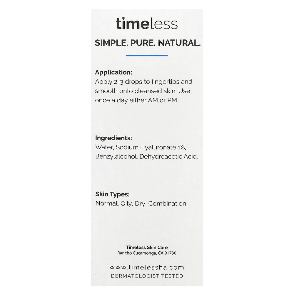 Timeless Skin Care, 100% чистая гиалуроновая кислота, 30 мл (1 жидк. унц.)