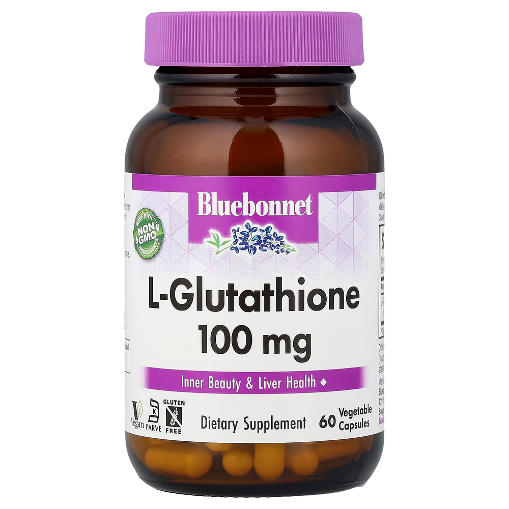 Bluebonnet Nutrition, L-глутатион, 100 мг, 60 растительных капсул