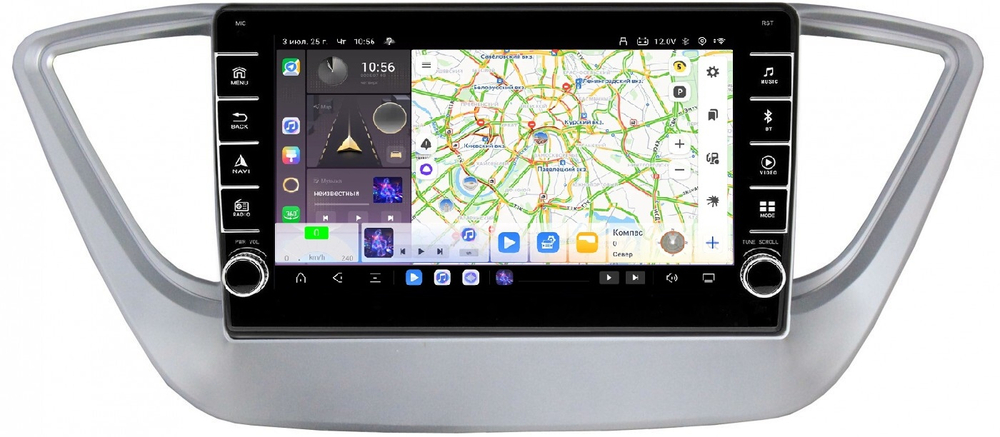 Магнитола для Hyundai Solaris 2 2017-2022, Solaris HS 2024+ - Carmedia OL-9710 (кнопки и крутилки) Android 13, TS20, 6+128Гб, CarPlay, 4G SIM-слот