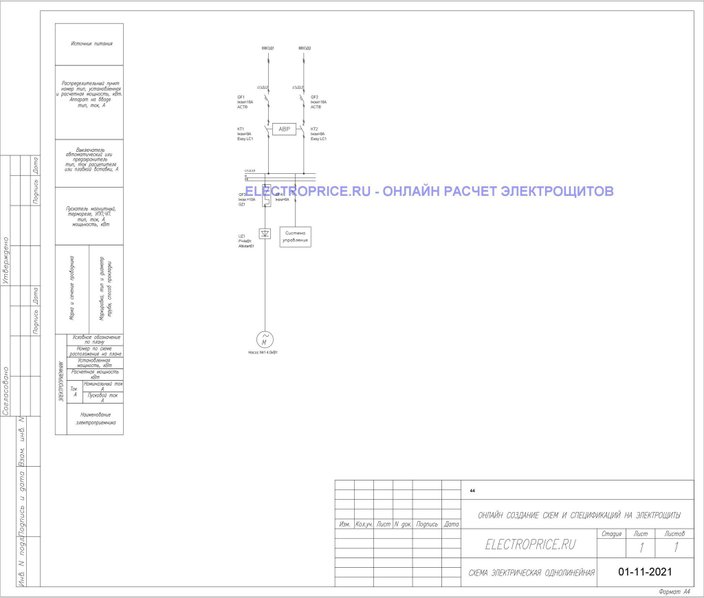 Шкаф управления КНС 4 кВт 1 насос с АВР Плавный пуск Schneider Electric