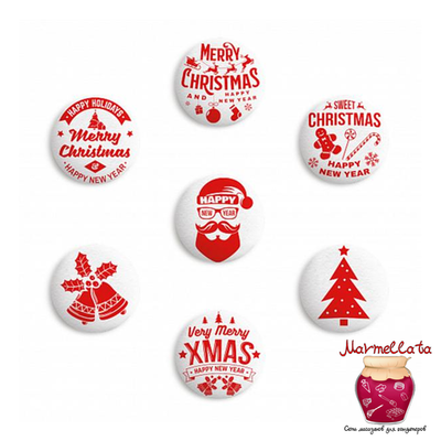 Сахарные фигурки Медальоны МЭРИ КРИСТМАС, d=27 мм, 10 шт.