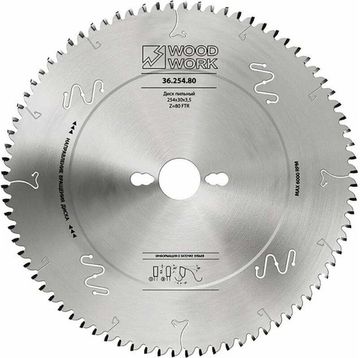 Диск пильный по алюминию (254x30x3.5 мм, Z=80, FTR) WOODWORK 36.254.80