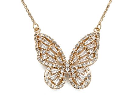 Колье "Бабочка" на цепочке, цвет светлое золото