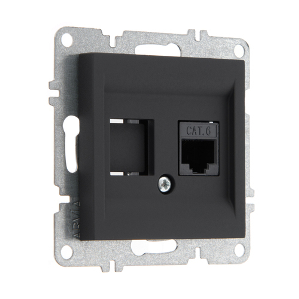 Розетка компьютерная ARVIA Electric, кат. 6, 1 гнездо, черный 50072000247