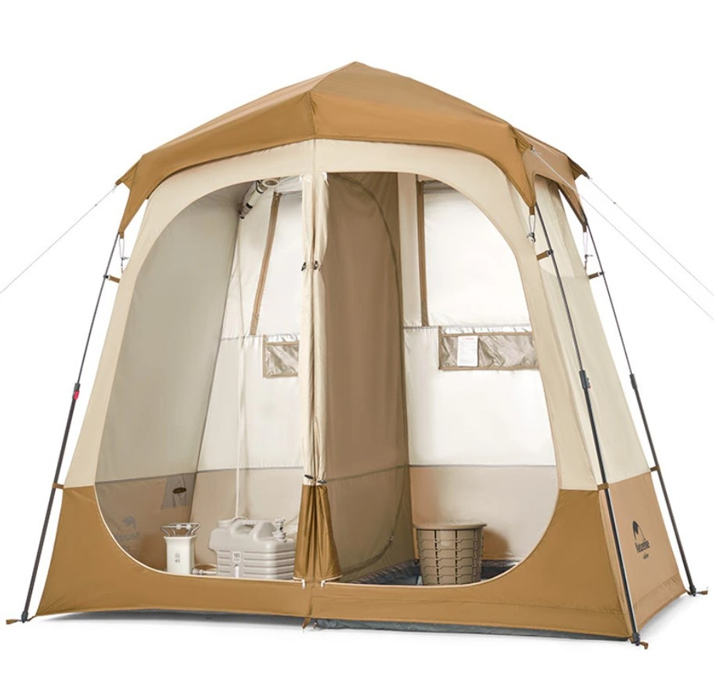 Палатка Naturehike душ-туалет, двойной, алюминиевый каркас, коричневый