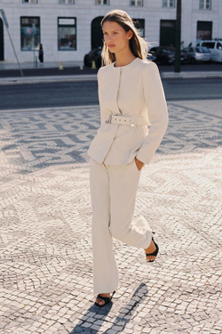 ZARA БРЮКИ FLARED, ЦВЕТ СЛОНОВОЙ КОСТИ