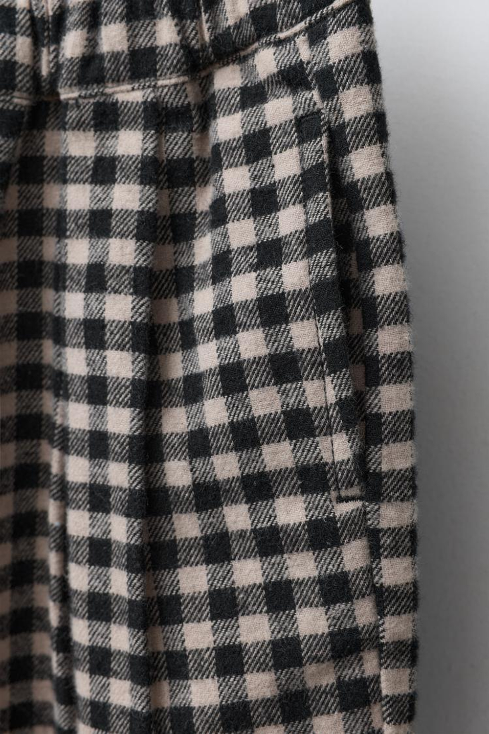 ZARA БРЮКИ BAGGY В КЛЕТКУ ВИШИ, ЧЕРНЫЙ/ЭКРЮ